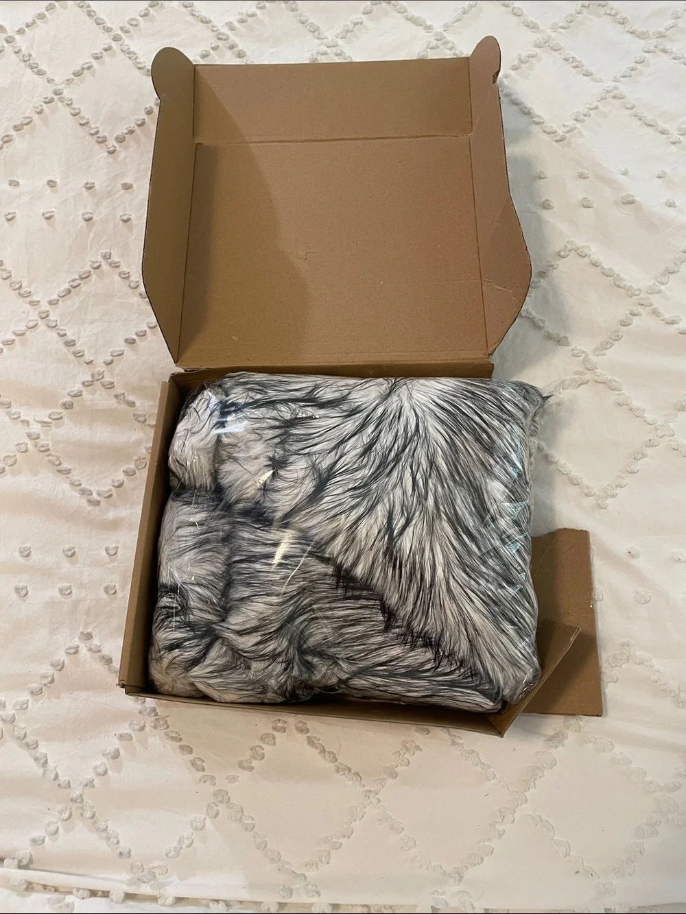 Gray Faux Fur Accent Pillow Covers - Set of 2 new